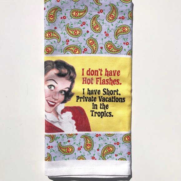 Fiddlers Elbow Kitchen Dish Towel Tea Towel funny Hot Flashes 100% cotton retro - Picture 1 of 8